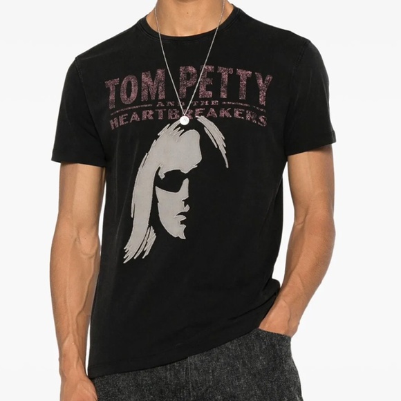 EUC Rare John Varvatos Men's Tom Petty Applique Crew Neck Shirt Sz L - Picture 1 of 9